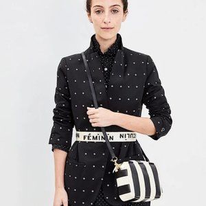 CLARE V Striped Midi Sac